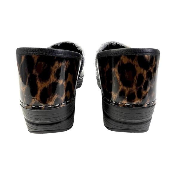 Dansko Professional Clogs EU 41 / US 10 10.5 Brown Leopard Cheetah Slip On Wedge - Picture 3 of 12